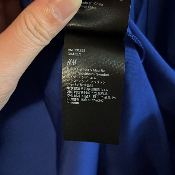 NWT H&M Royal Blue Sleeveless Front Zipper Pleat Cinch Waist Dress 2 - Picture 9 of 9